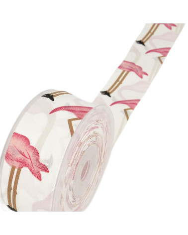 15m spool White flamingo ribbon