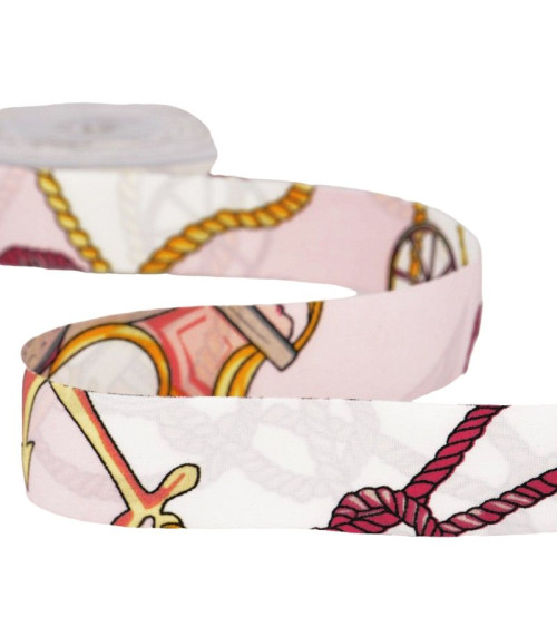 15m spool White and pink scarf ribbon