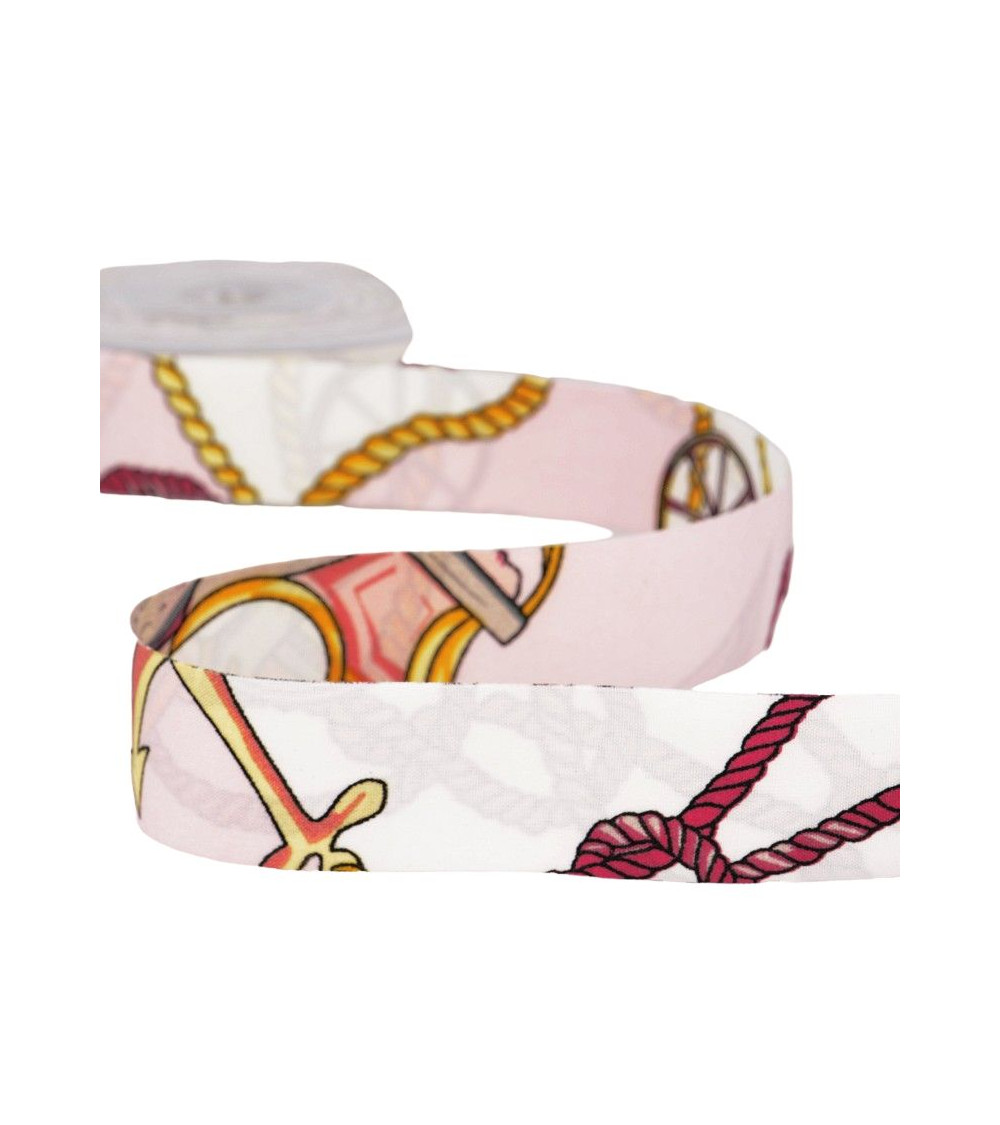 Bobine 15m Ruban foulard Blanc et rose