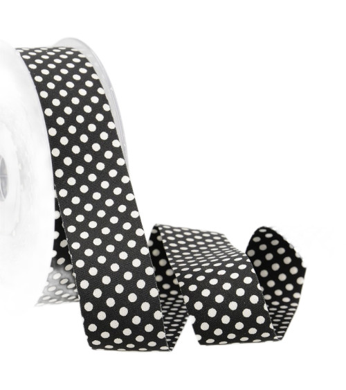 15m spool Polyester polka dot ribbon Black and white