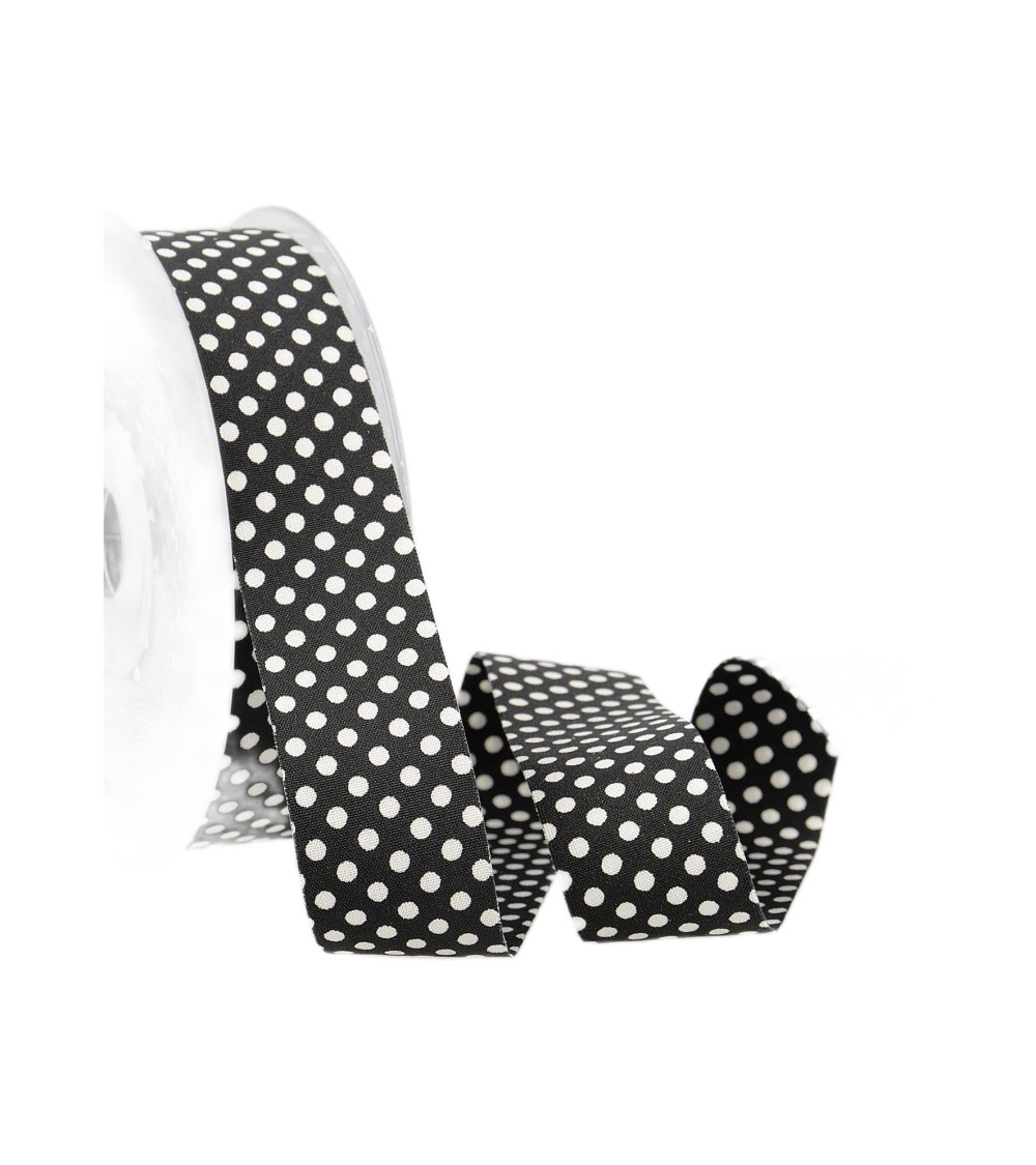 15m spool of black and white polyester polka dot ribbon