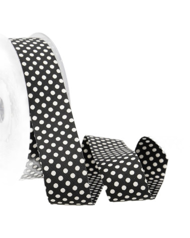 15m spool of black and white polyester polka dot ribbon