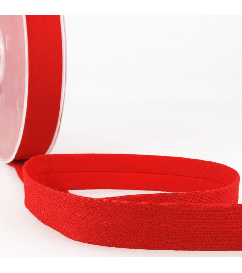 20m reel Folded bias binding 'jersey' 20mm red