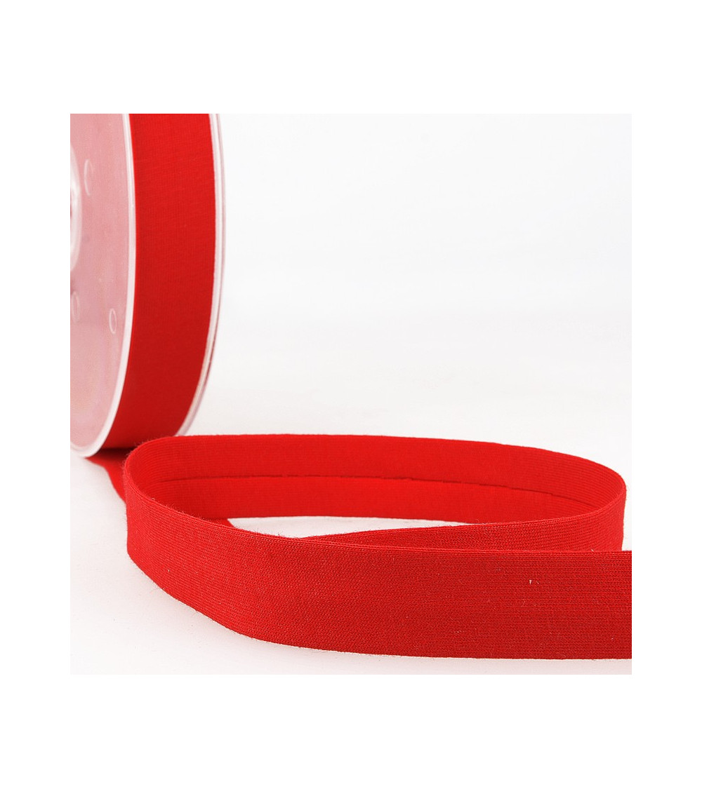 20m reel Folded bias binding 'jersey' 20mm red