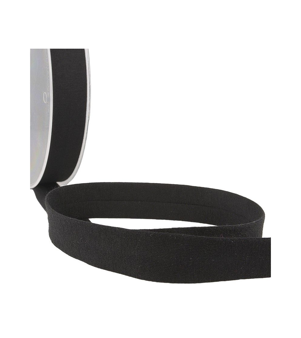 20m reel Folded bias binding 'jersey' 20mm black