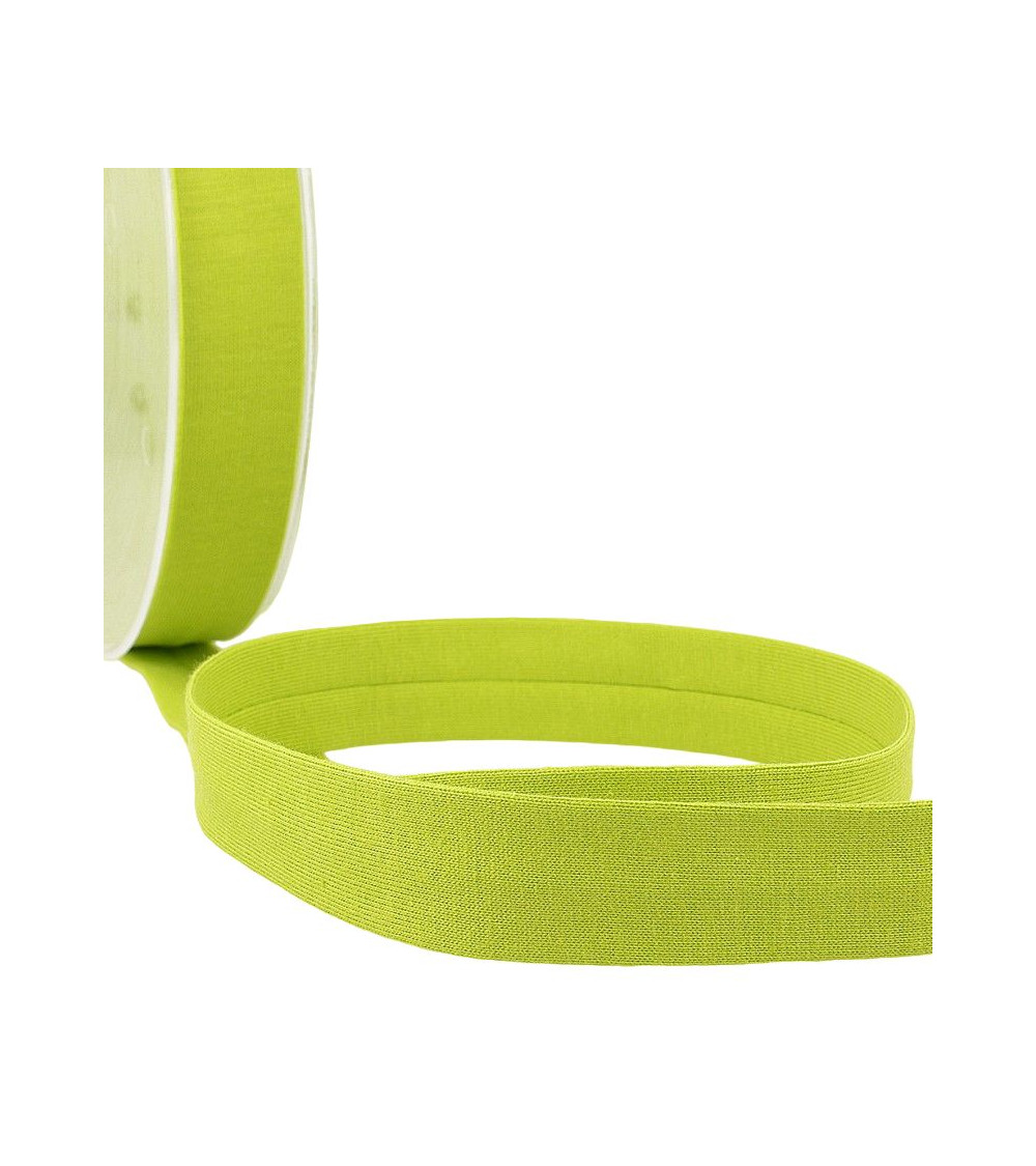 20m reel 'Jersey' folded bias binding 20mm anise green