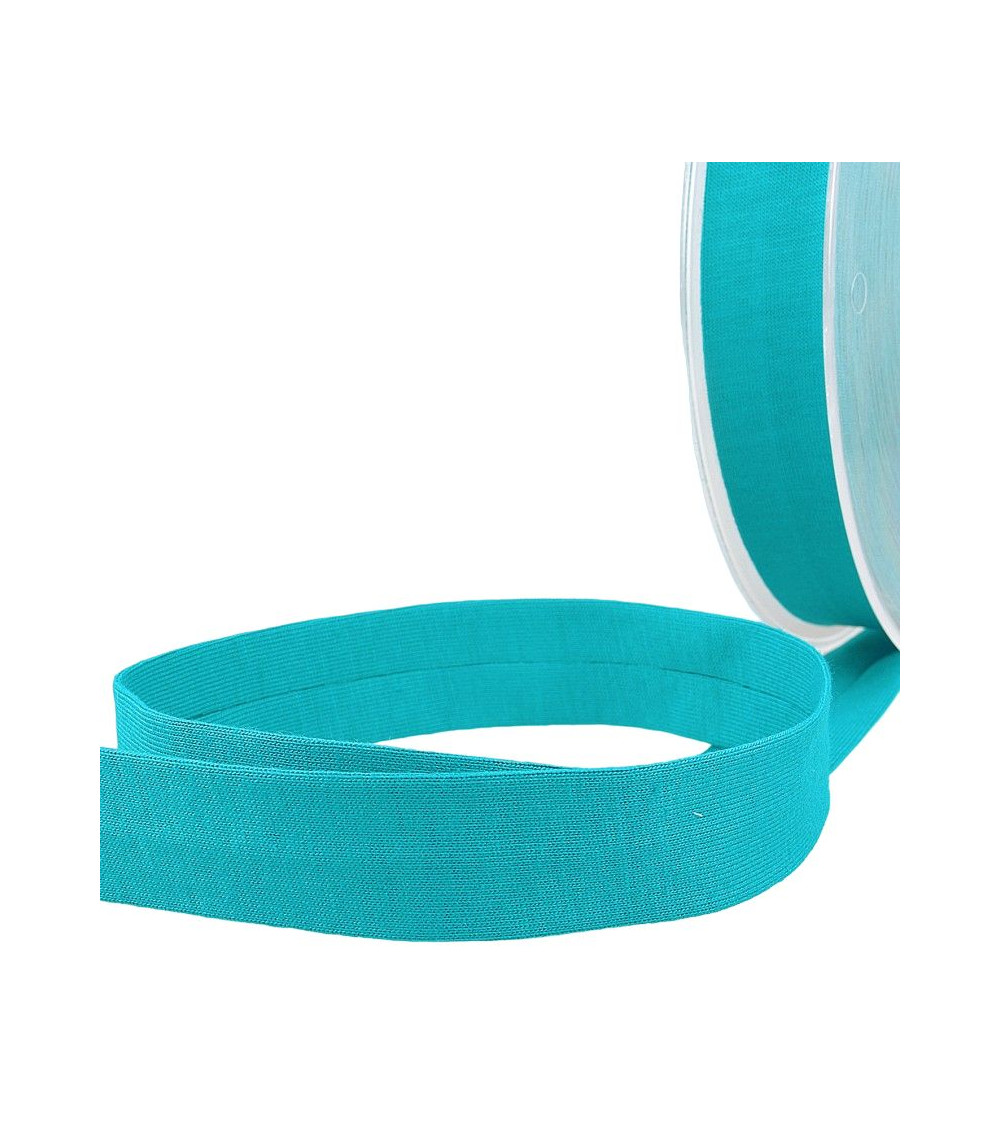 20m reel Folded bias binding 'jersey' 20mm duck blue