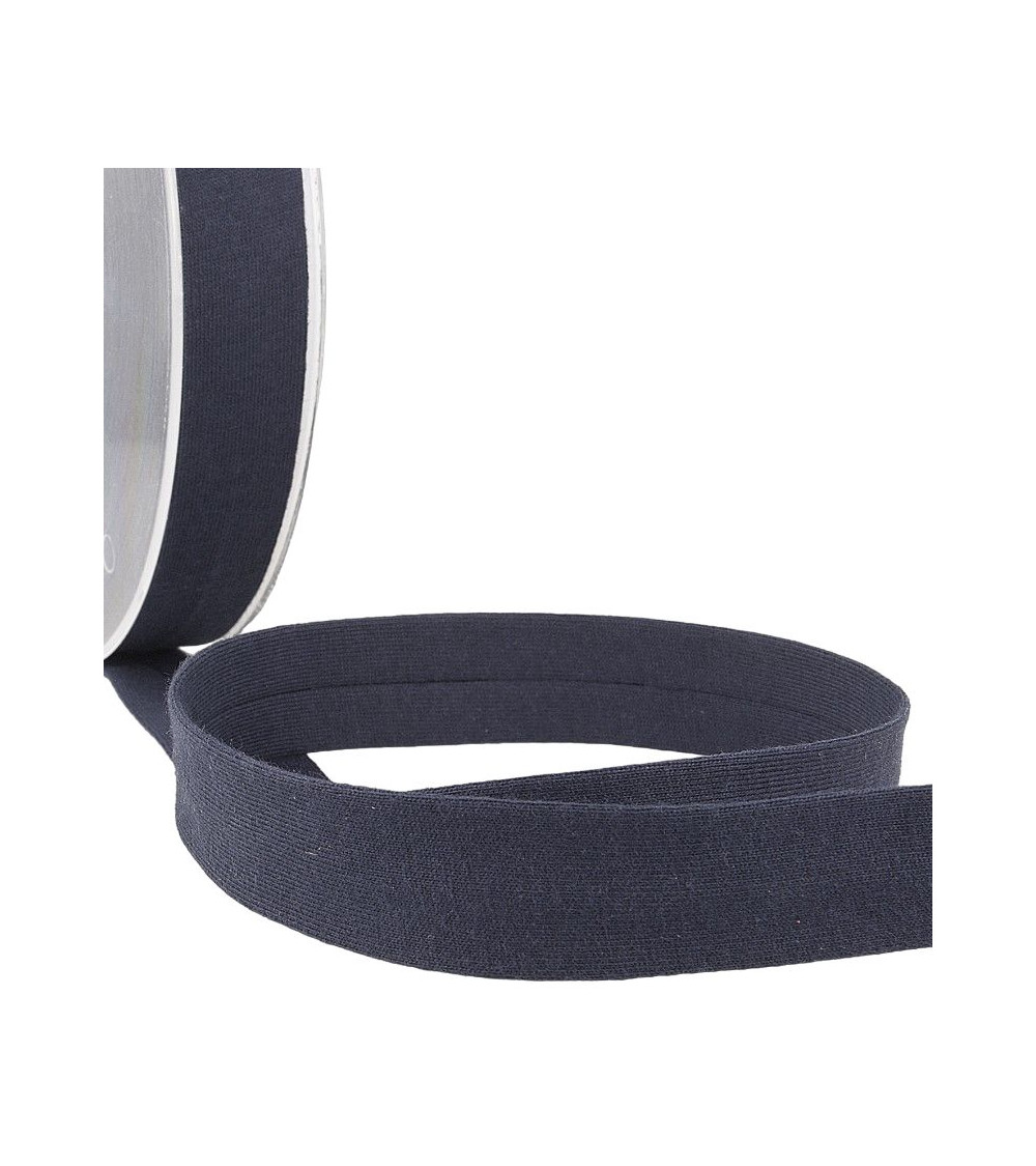 20-m-Rolle Gefaltetes Schrägband „Jersey“, 20 mm, Marineblau
