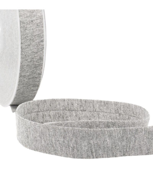 20m reel Folded bias binding 'jersey' 20mm gray