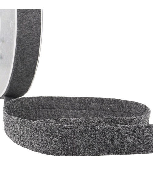 20m reel Folded bias binding 'jersey' 20mm dark gray