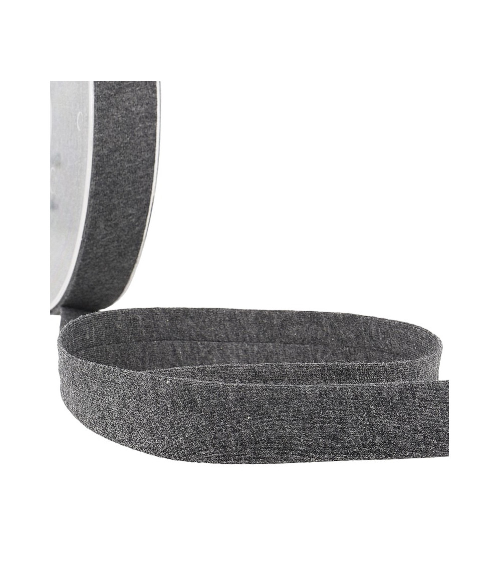 20m reel Folded bias binding 'jersey' 20mm dark gray