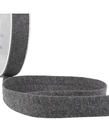 20m reel Folded bias binding 'jersey' 20mm dark gray