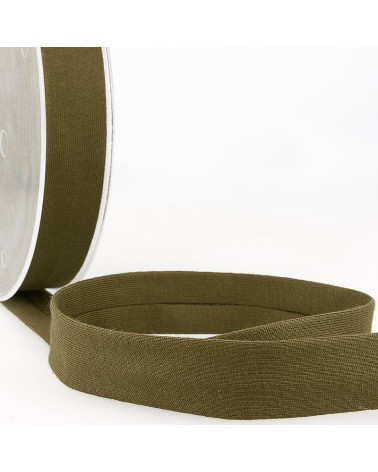 20m reel Folded bias binding 'jersey' 20mm khaki