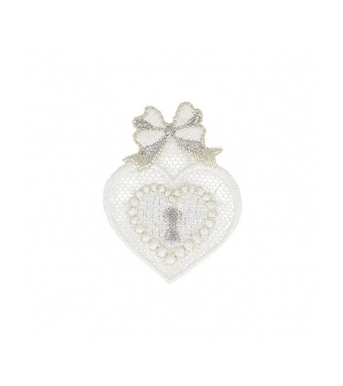 Set of 3 iron-on Heart patches with lock 4cm x 3cm