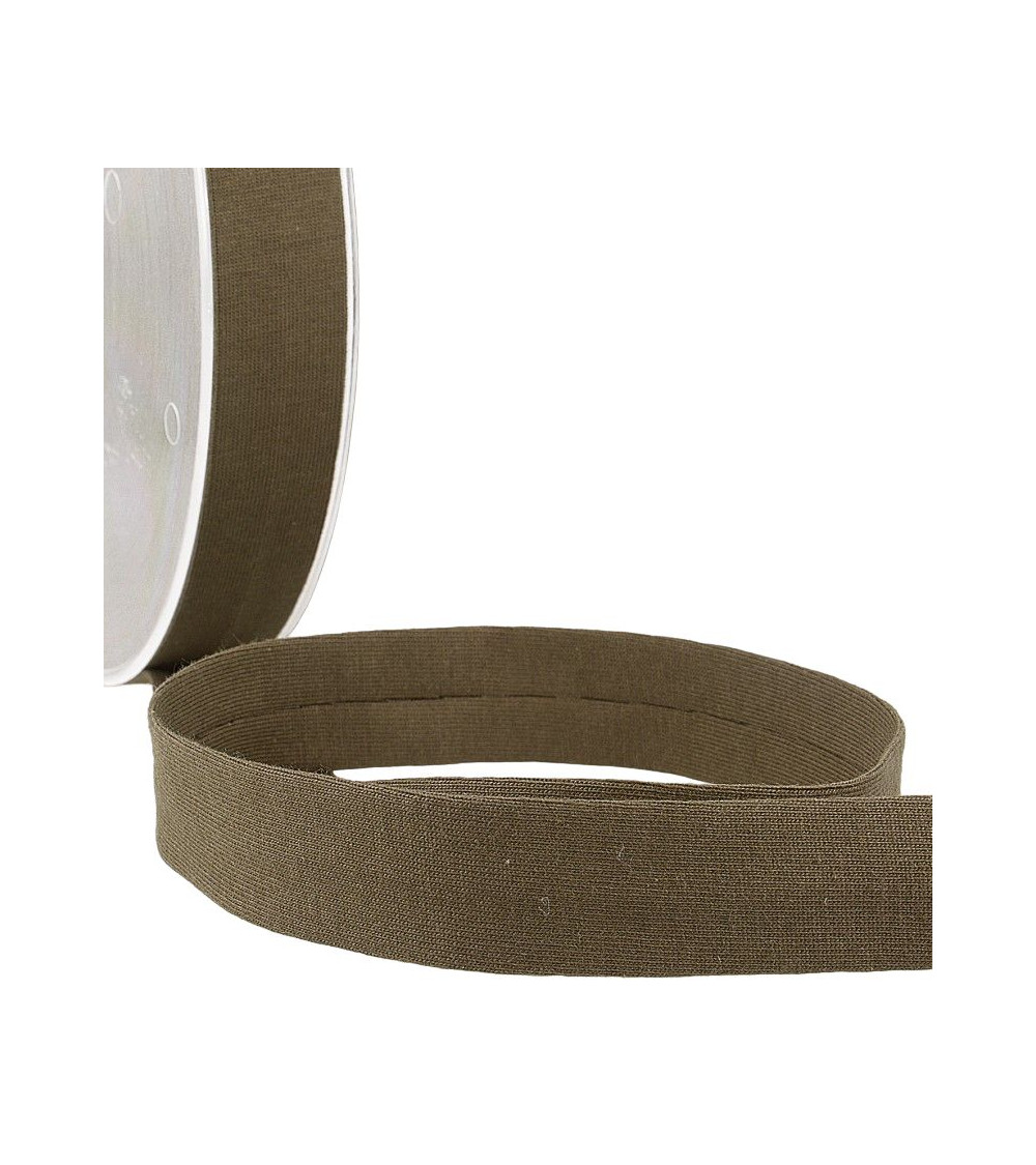 20m reel Folded bias binding 'jersey' 20mm dark brown