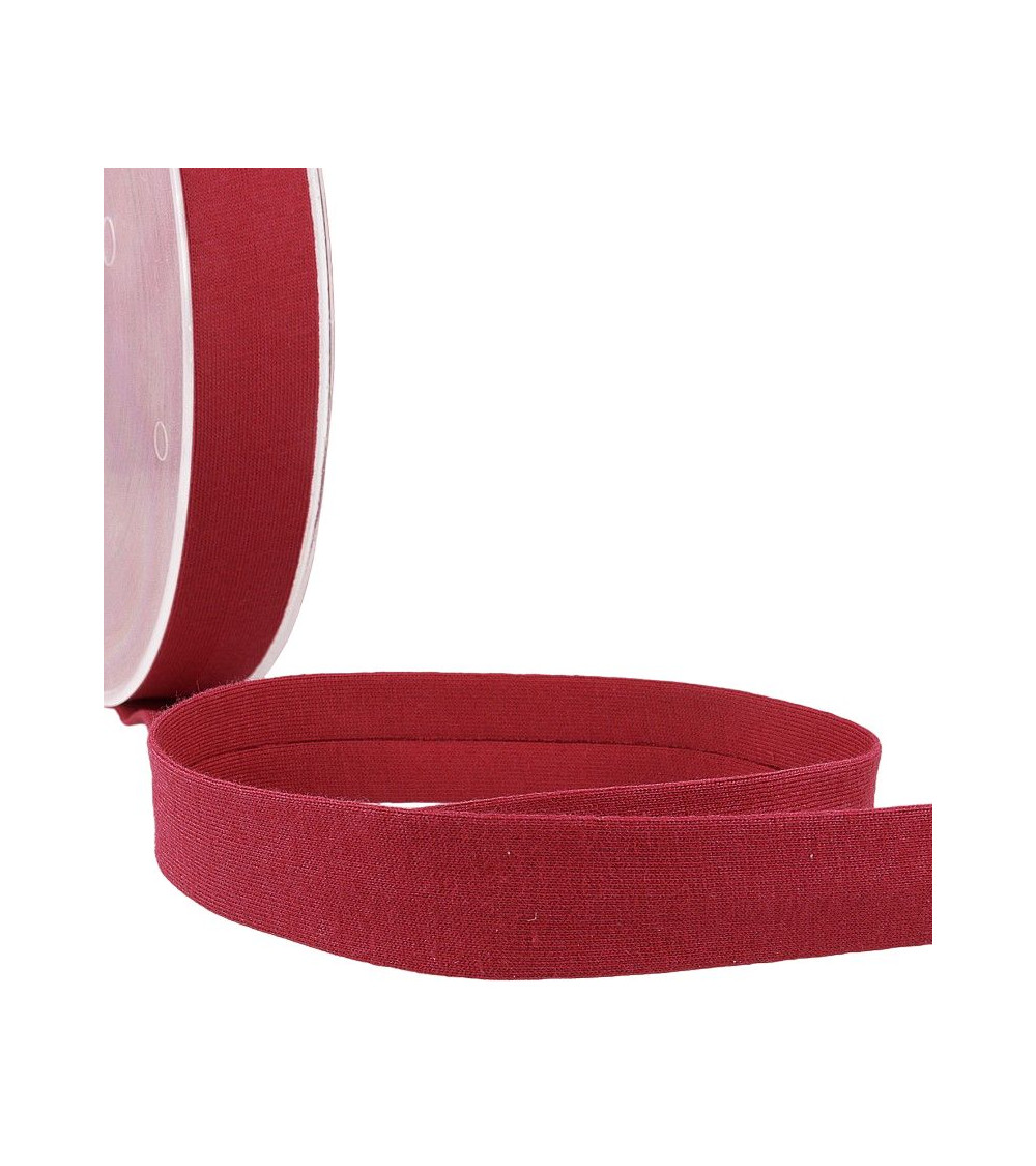 20m reel Folded bias binding 'jersey' 20mm burgundy