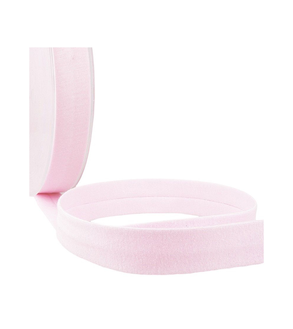20m reel Folded bias binding 'jersey' 20mm light pink
