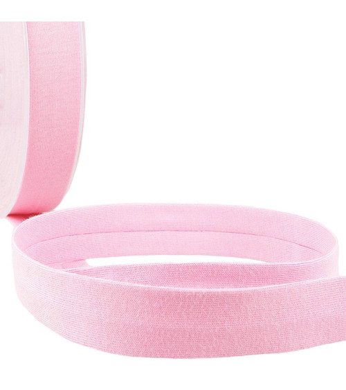 20m reel Folded bias binding 'jersey' 20mm pink