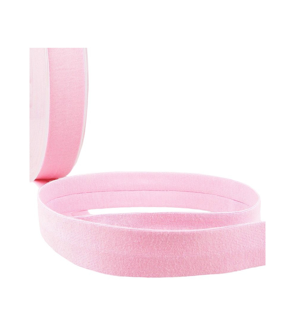20m reel Folded bias binding 'jersey' 20mm pink