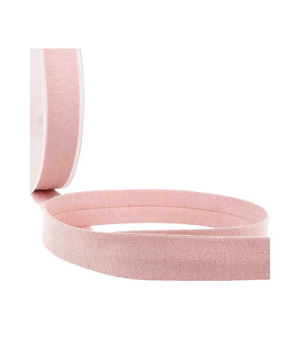 20m reel Folded bias binding 'jersey' 20mm old pink