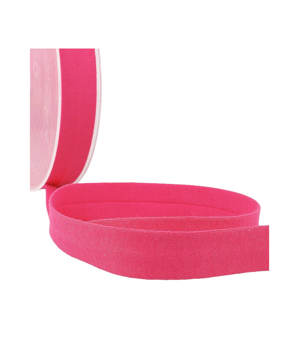 20m reel Folded bias binding 'jersey' 20mm fuchsia