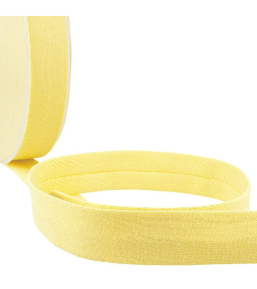 20m reel Folded bias binding 'jersey' 20mm straw yellow