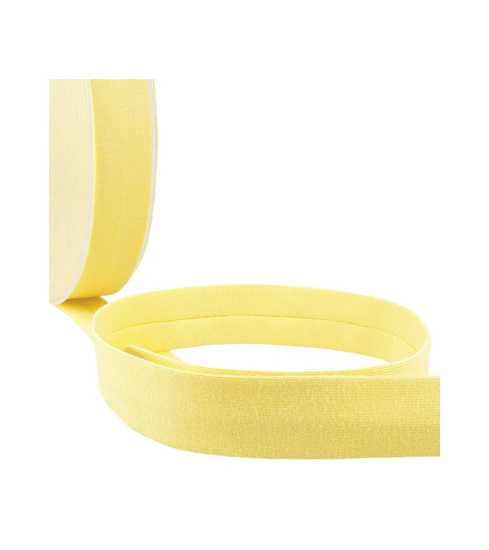20m reel Folded bias binding 'jersey' 20mm straw yellow