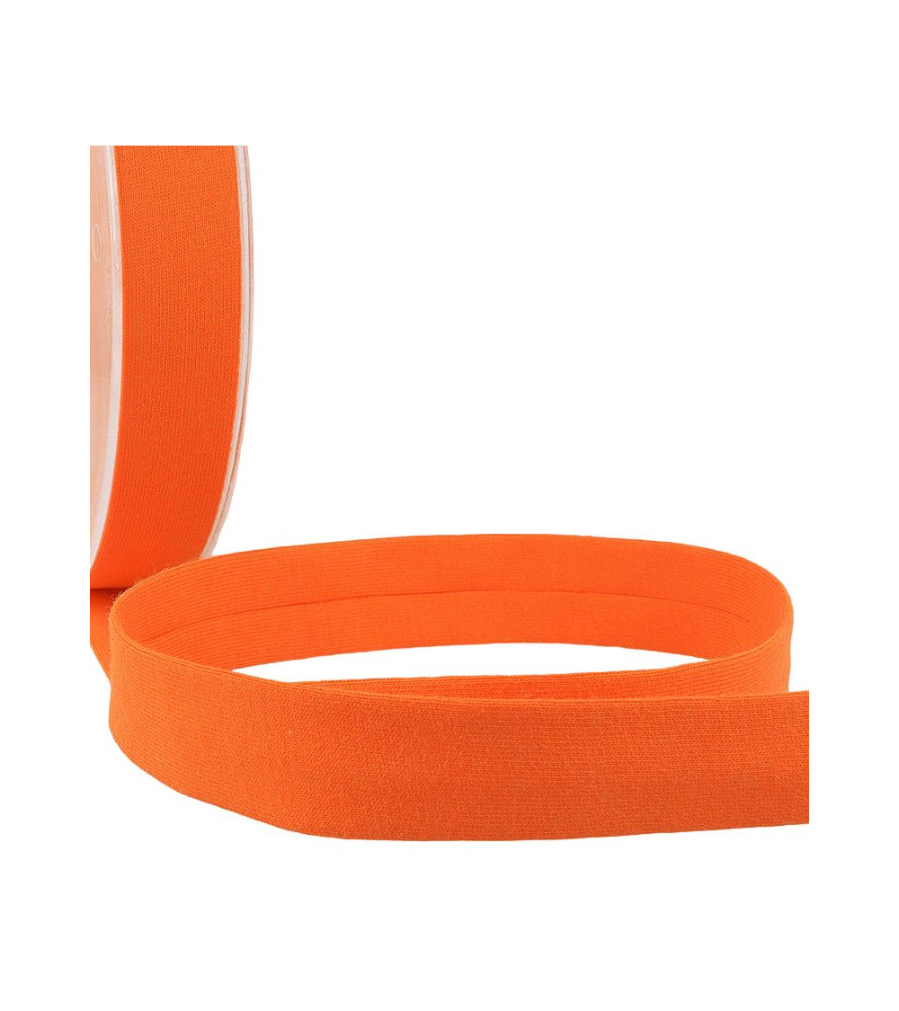 20m reel Folded bias binding 'jersey' 20mm orange