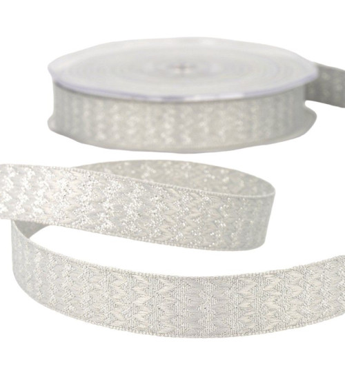 Spool of Light Gray metal zigzag ribbon