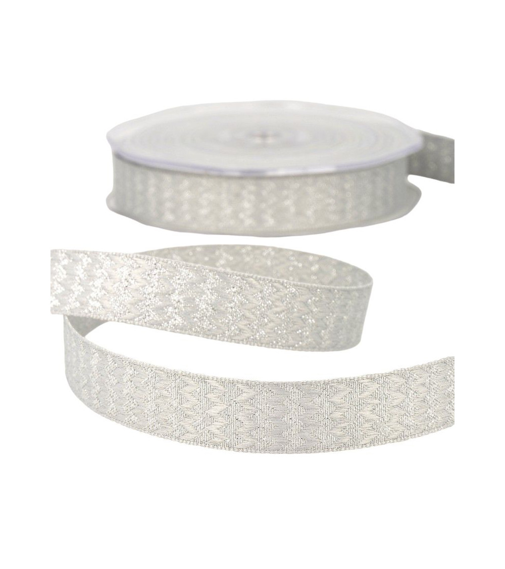 Spool of Light Gray metal zigzag ribbon