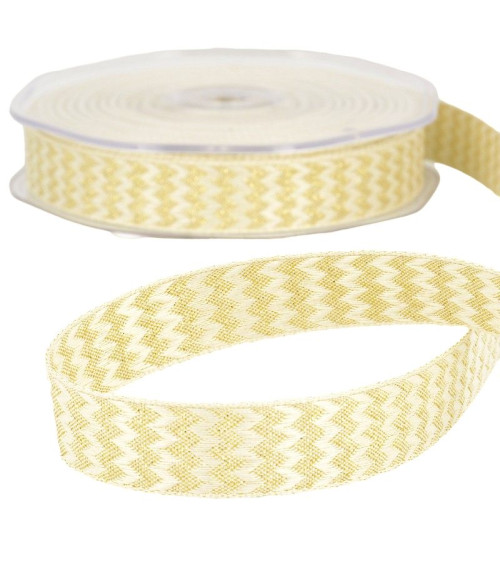 Spool of metal zigzag ribbon Ecru
