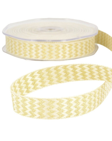 Spool of metal zigzag ribbon Ecru