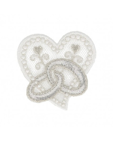 Set di 3 toppe termoadesive Fedi nuziali cuore 4,5 cm x 4,5 cm