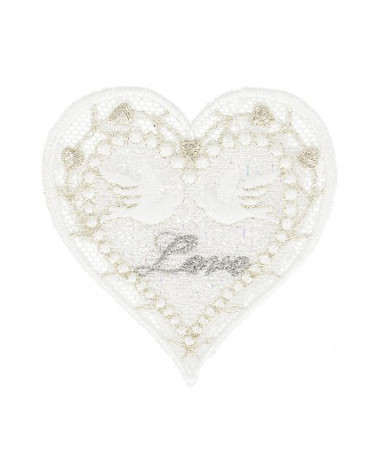 Set di 3 toppe termoadesive Colombe cuore innamorate 4,5 cm x 5,5 cm