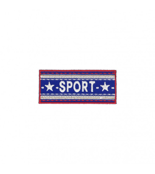 Lot de 3 écussons thermocollants Bannière sport bleu 2,5cm x 6cm