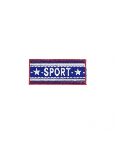 Lot de 3 écussons thermocollants Bannière sport bleu 2,5cm x 6cm