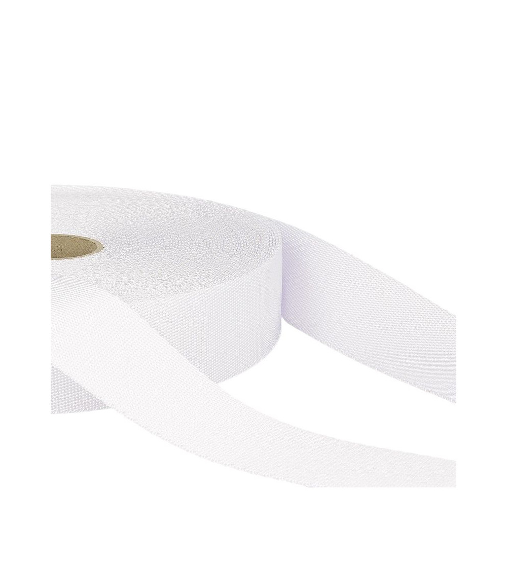 25m reel of white polyester shoulder strap