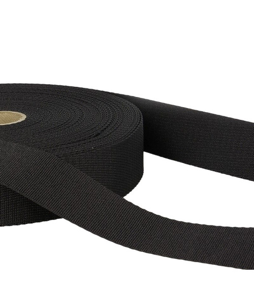 25m spool polyester shoulder strap Black