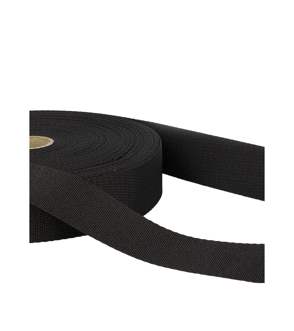 25m reel of black polyester shoulder strap