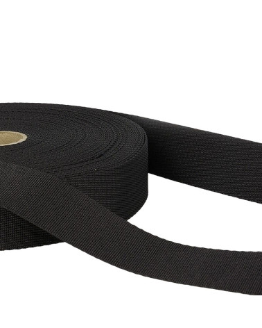 25m reel of black polyester shoulder strap
