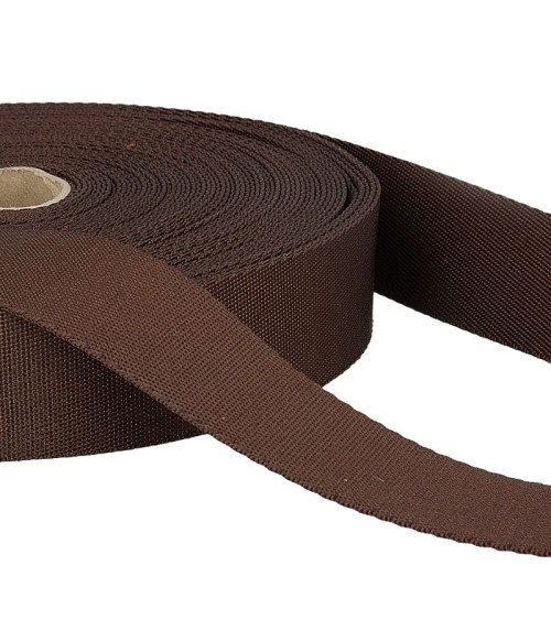 25m spool of polyester shoulder strap Dark Brown