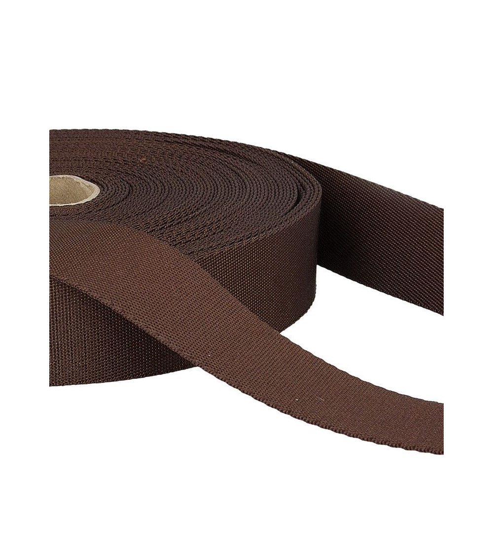 25m spool of polyester shoulder strap Dark Brown