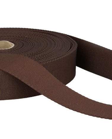 25m spool of polyester shoulder strap Dark Brown