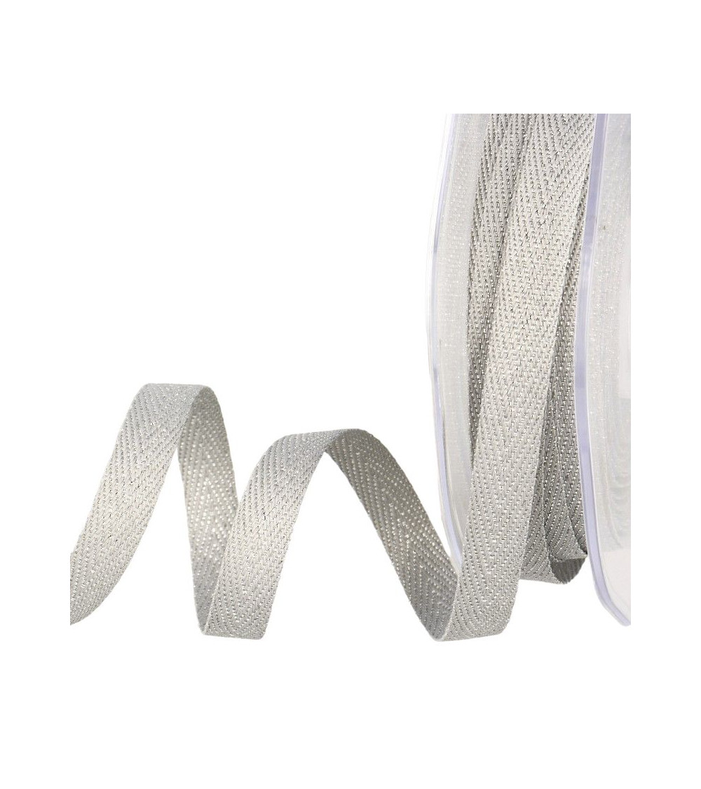 15m reel Silver metal chevron ribbon