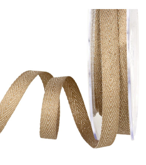 15m reel Beige metal chevron ribbon