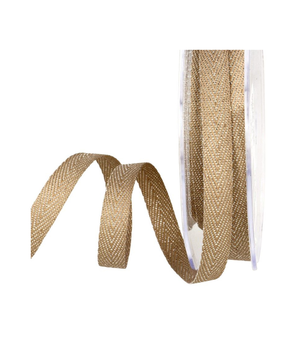 15m reel Beige metal chevron ribbon
