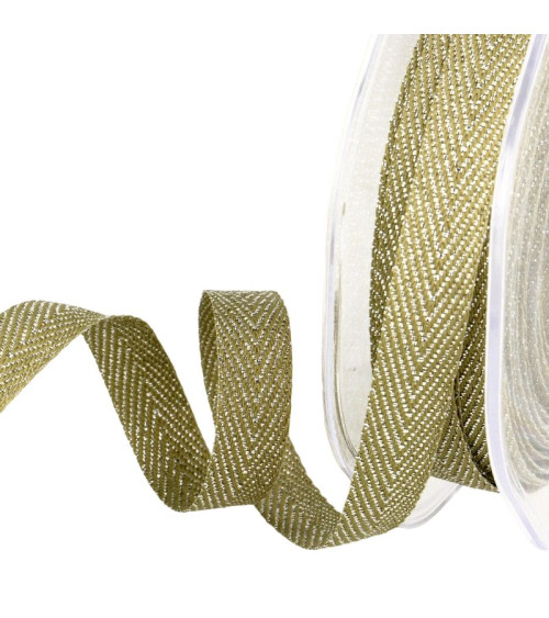 15m spool Khaki metal chevron ribbon