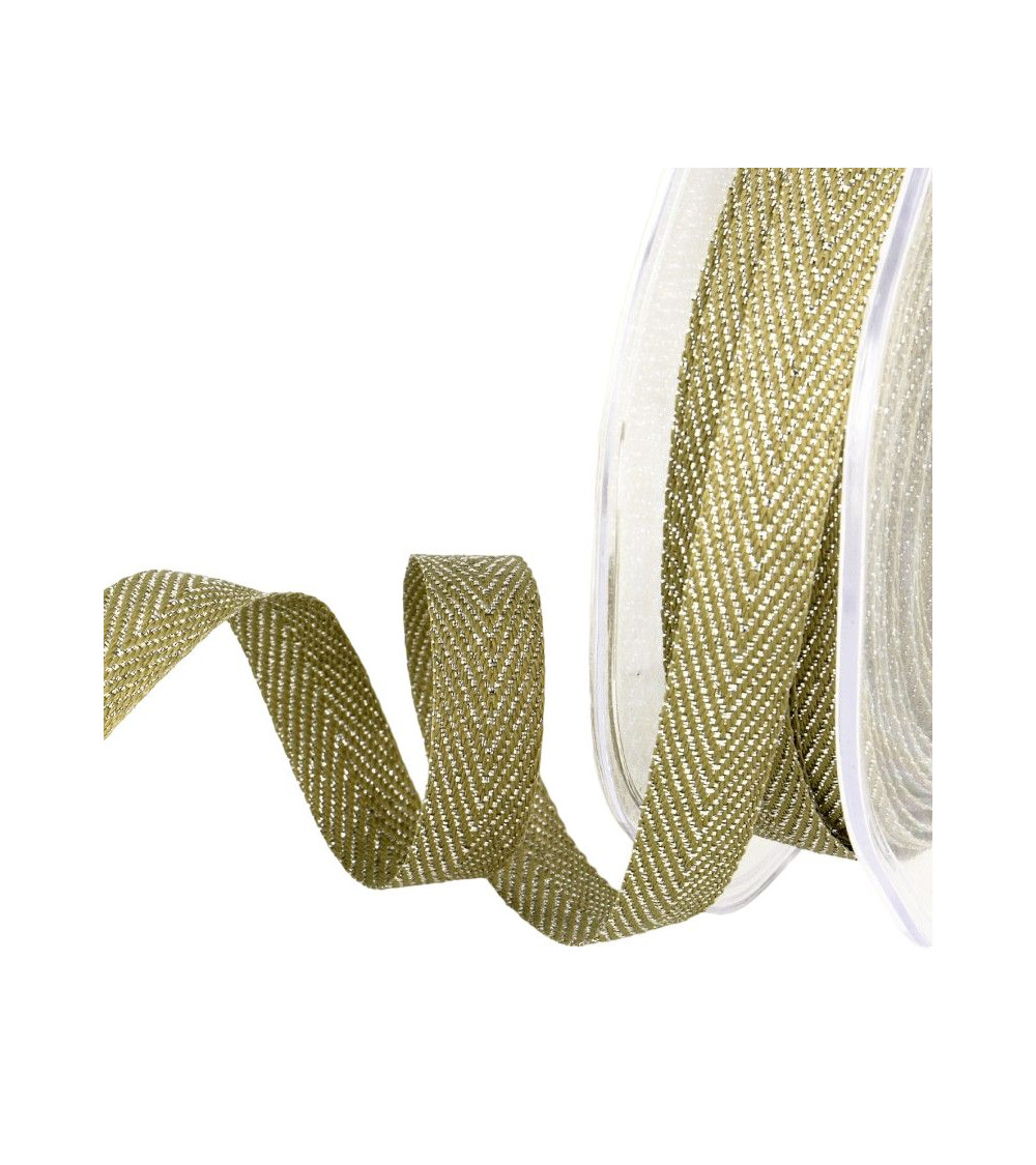 15m spool Khaki metal chevron ribbon