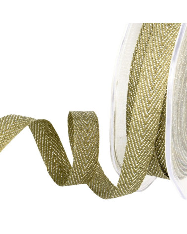 15m spool Khaki metal chevron ribbon