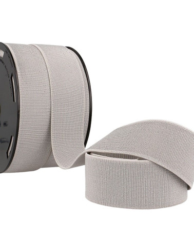 Bobine 20m élastique métal 40mm gris clair